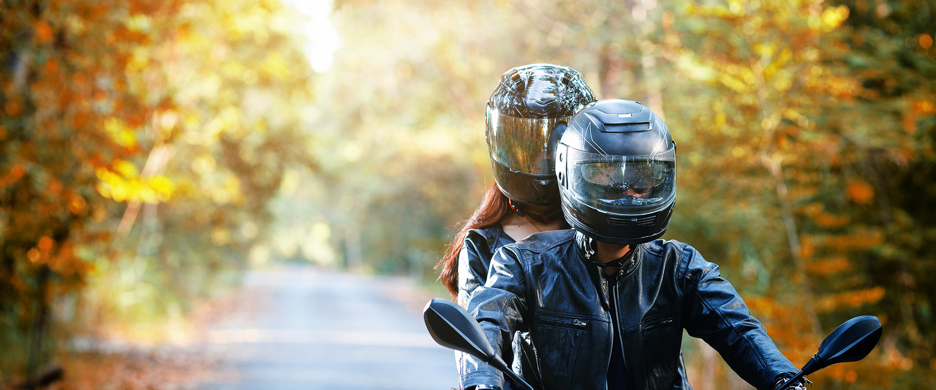 motorcycle riders enjoying a beautiful fall day. Learn to ride in one weekend!